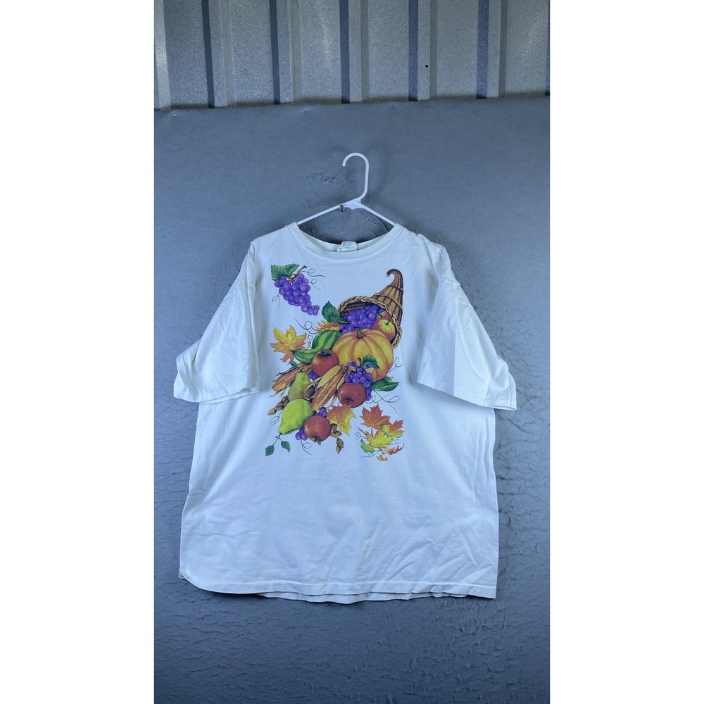 Reflections Organic T-Shirt Men XXL White Excellent Cornucopia Harvest Graphic